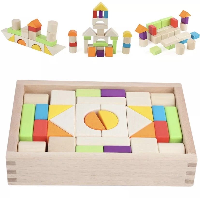 30 Pcs Wooden Color Blocks Set