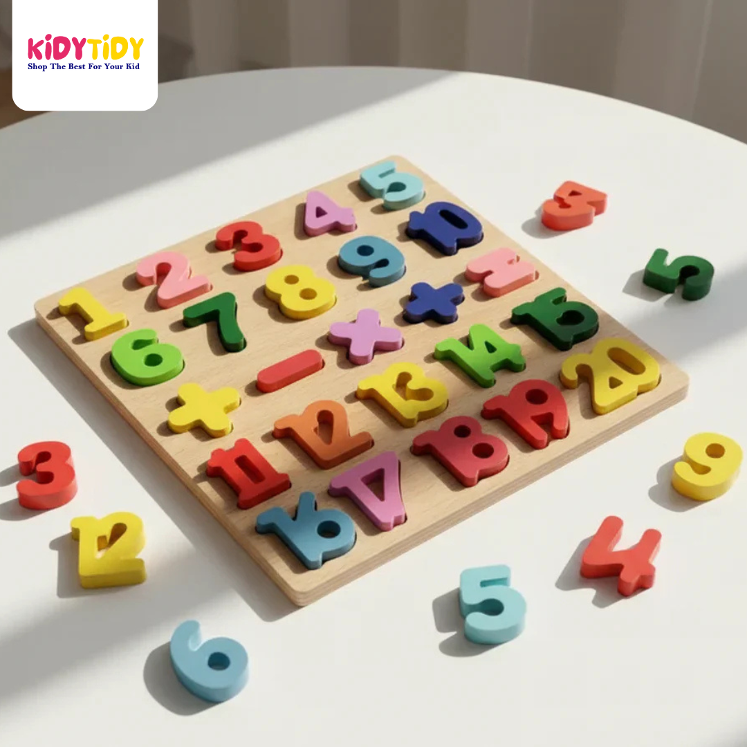 Wooden Montessori Number Puzzle Board for Kids