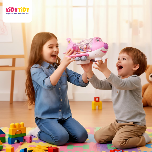 Pink Toy Airplane with Passengers – Kids Playset