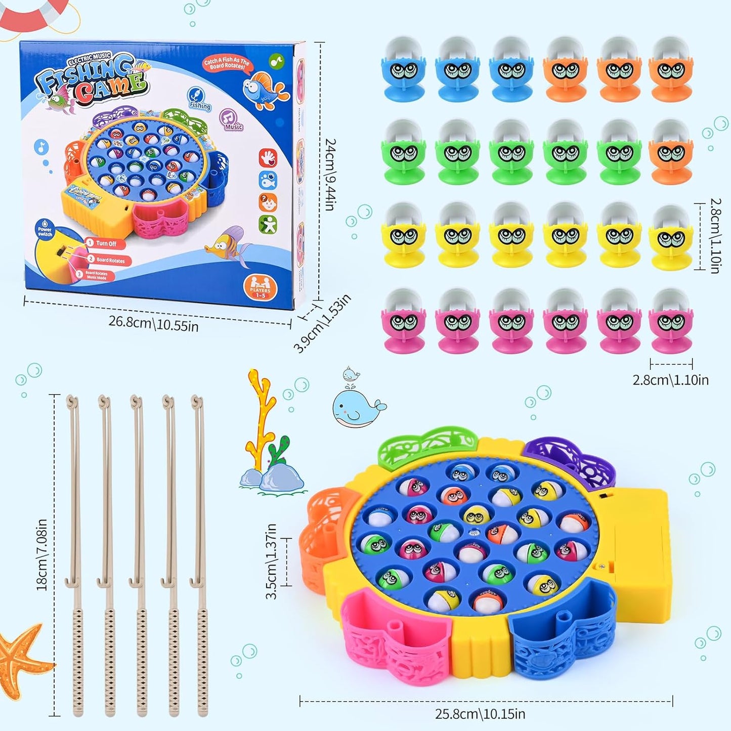 Electric Musical Fishing Game Toy Set for Kids