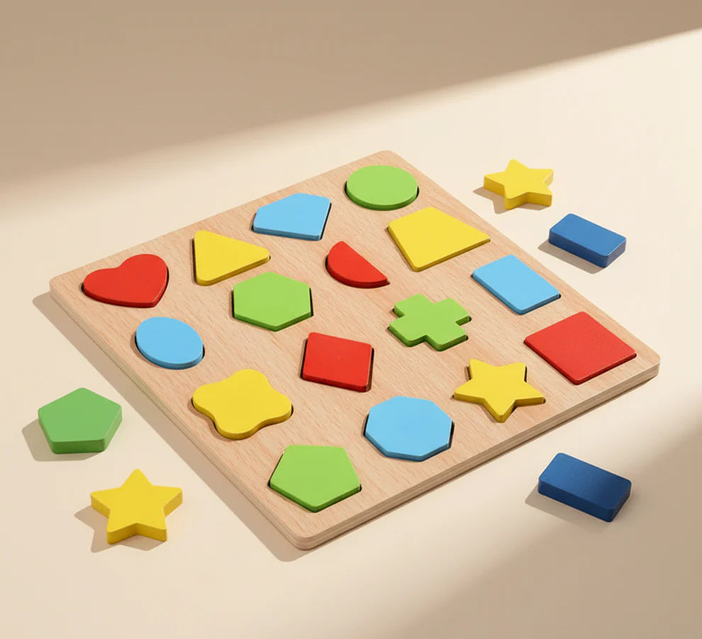 Wooden Montessori Shape Sorting Puzzle Board for Kids