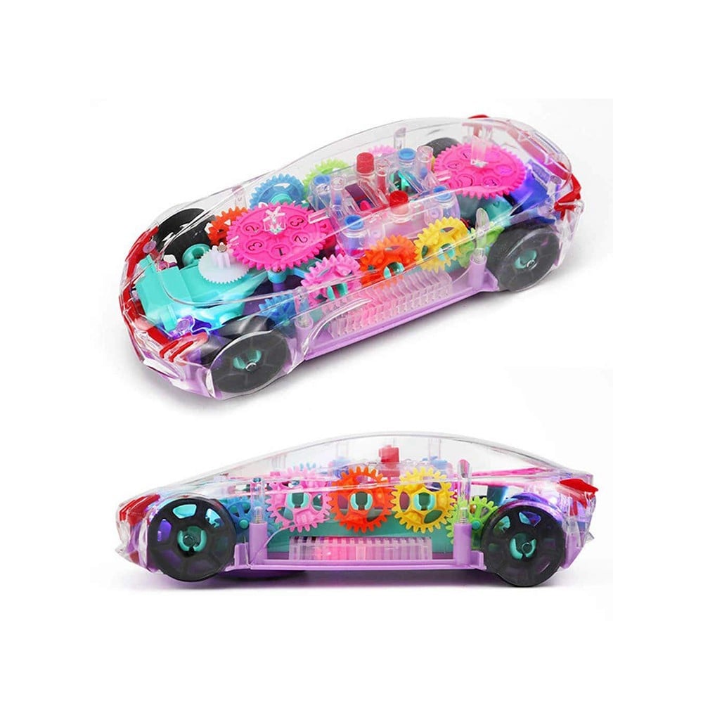 Transparent Gear Toy Car with Lights & Music