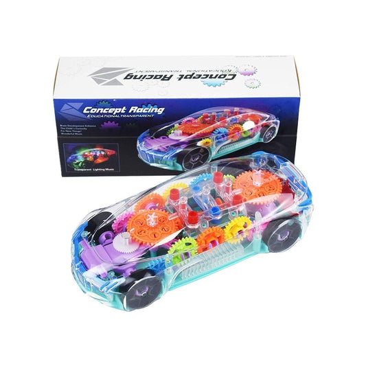 Transparent Gear Toy Car with Lights & Music