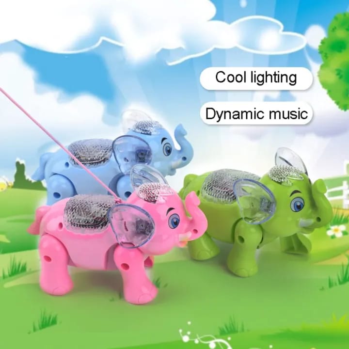 Blue Elephant Toy with Lights and Sounds