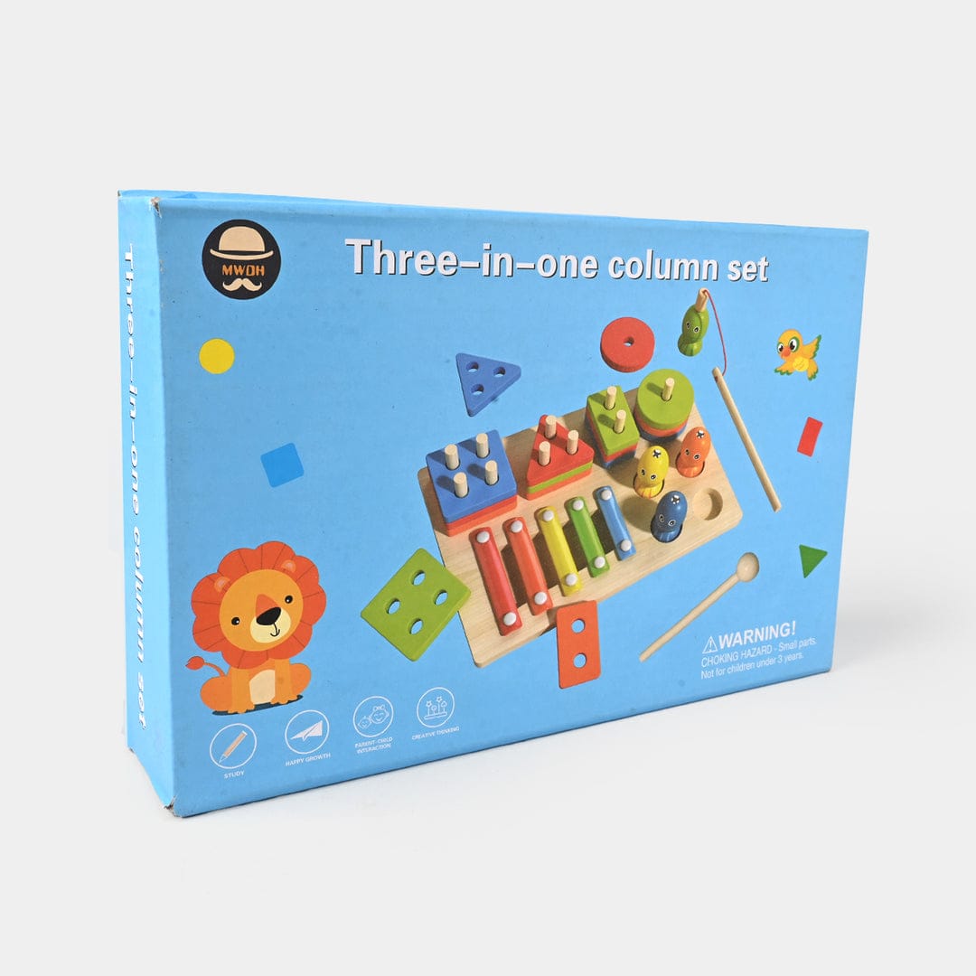 Three-in-One Wooden Column Set β Educational Toy