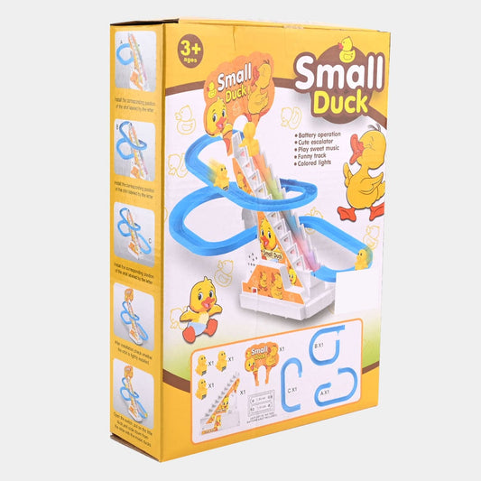 Small Duck Climbing Stairs Track Toy – Musical Duck Slide with Lights