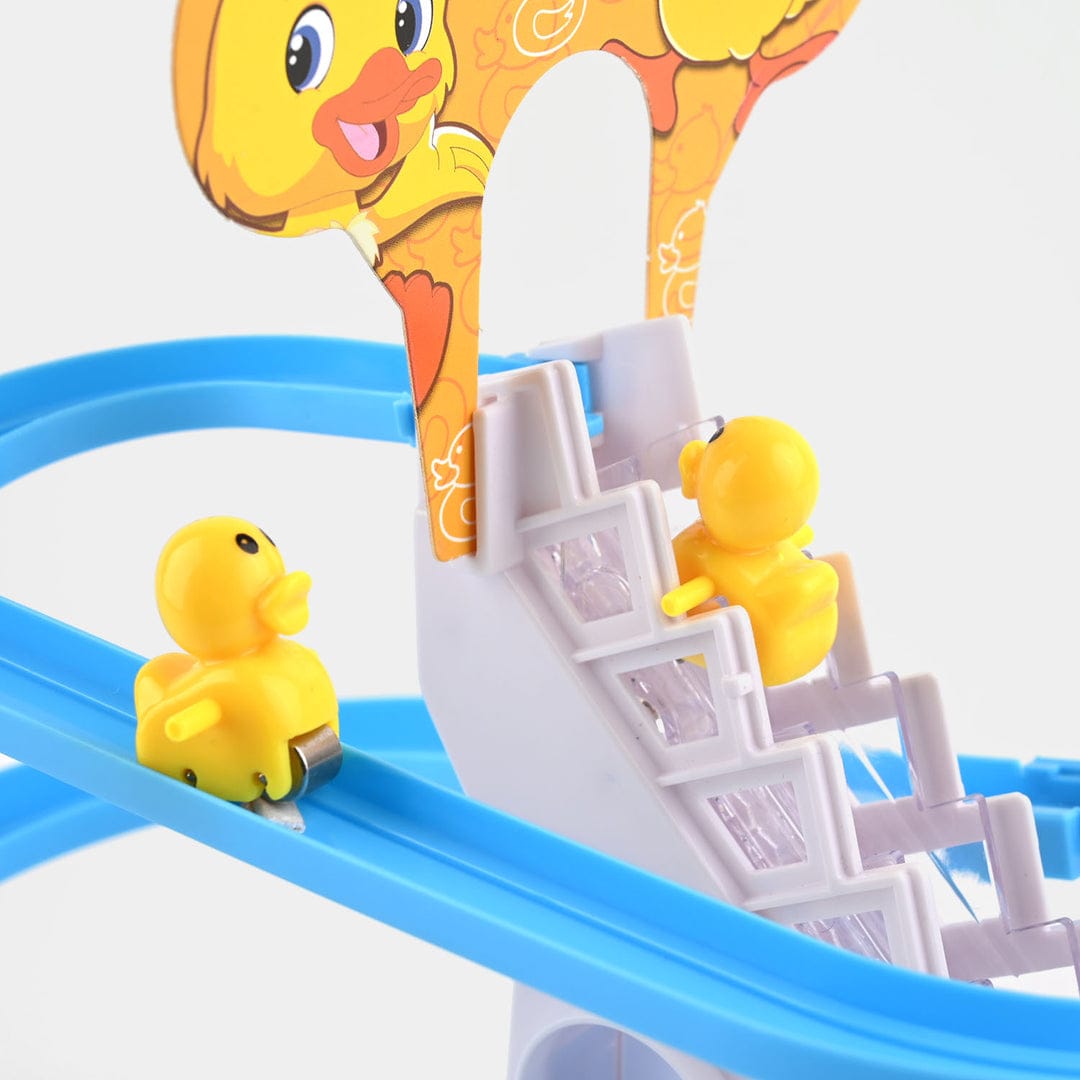 Small Duck Climbing Stairs Track Toy – Musical Duck Slide with Lights