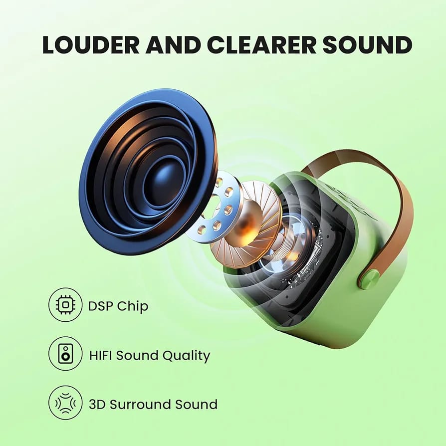 Portable Karaoke Speaker with Dual Wireless Microphones