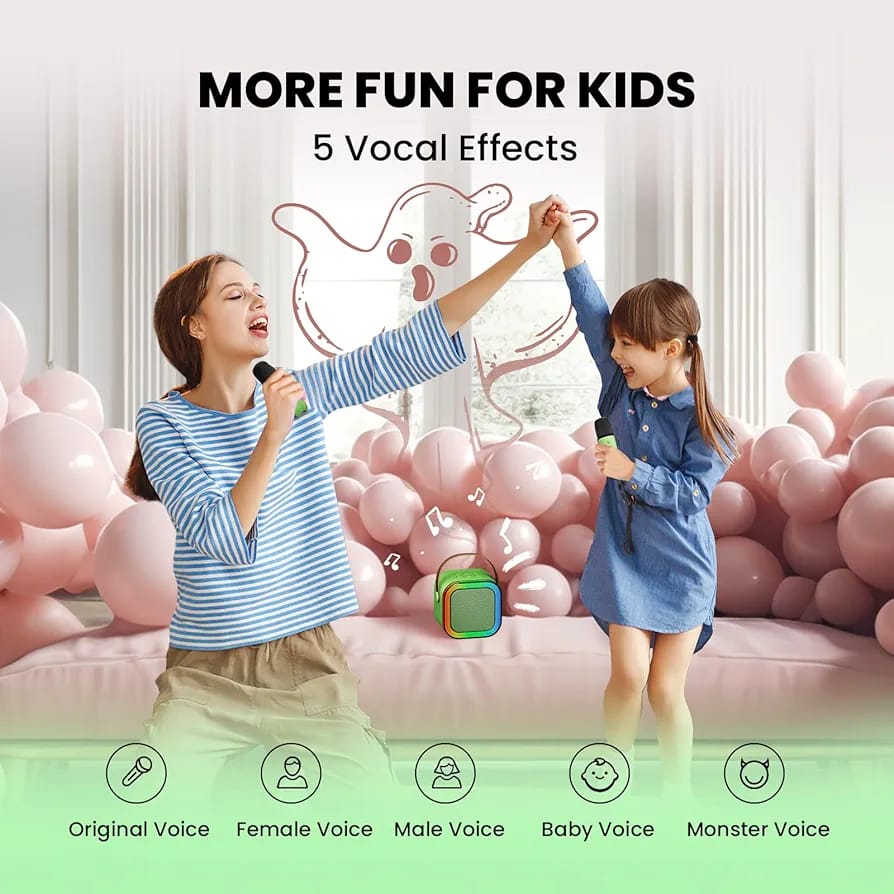 Portable Karaoke Speaker with Dual Wireless Microphones