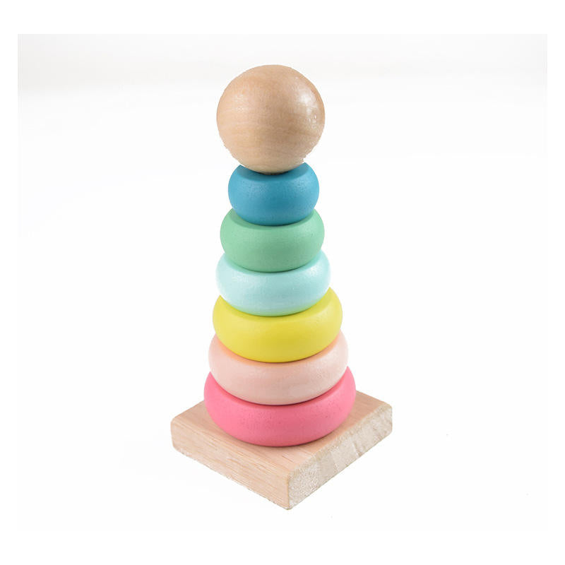 Wooden Rainbow Stacking Rings Toy