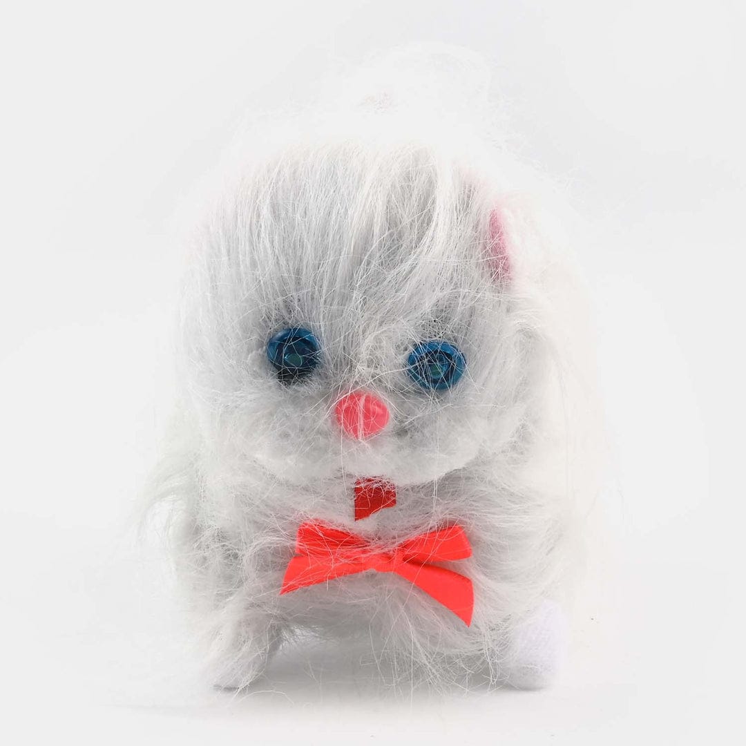 Fluffy White Plush Toy with Bow Tie
