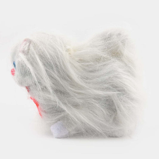 Fluffy White Plush Toy with Bow Tie