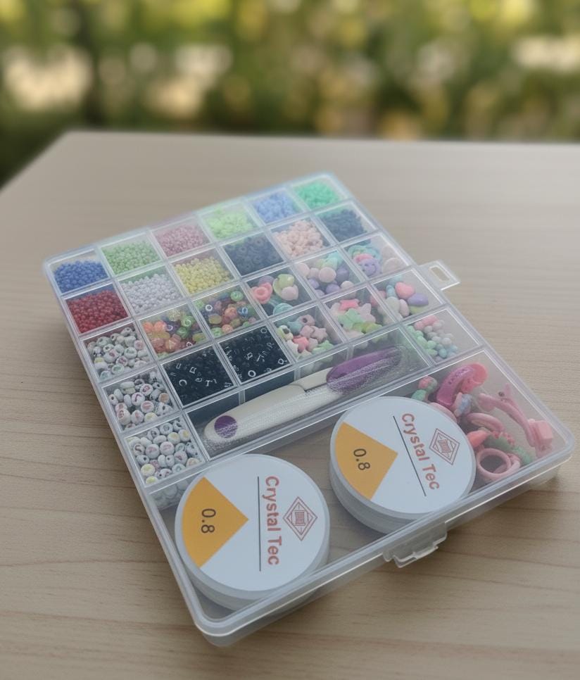 DIY Bead Bracelet Making Kit – 24-Compartment Organizer Set