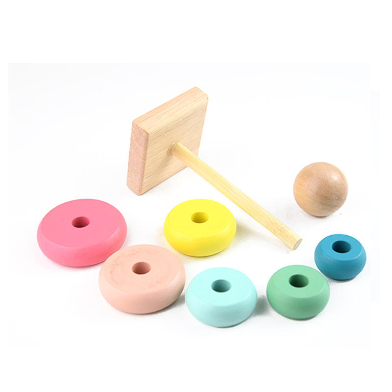 Wooden Rainbow Stacking Rings Toy