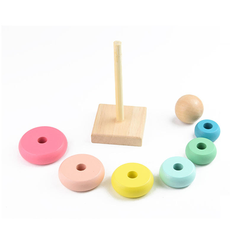 Wooden Rainbow Stacking Rings Toy