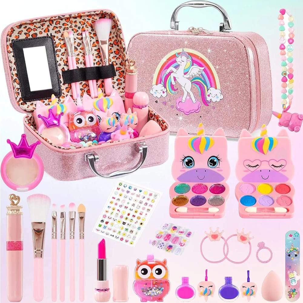 Unicorn-Themed Kids’ Makeup Set with Carry Case