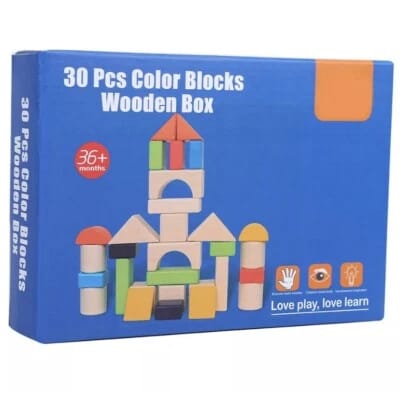 30 Pcs Wooden Color Blocks Set