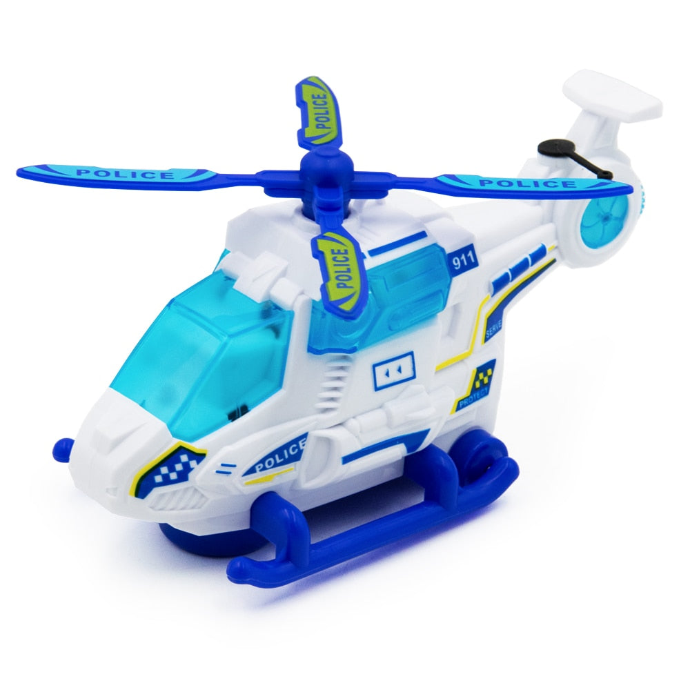 Police Helicopter Toy, Bump and Go Plane Toys for Toddlers