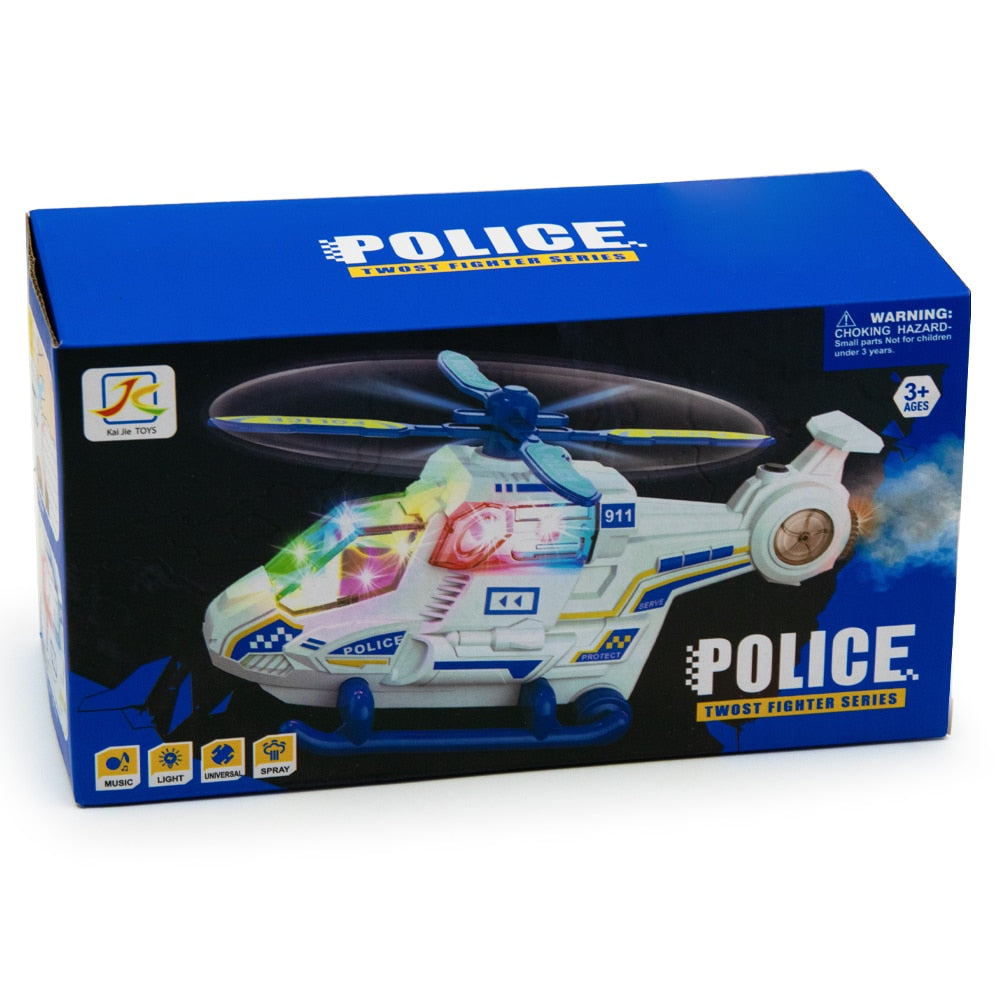 Police Helicopter Toy, Bump and Go Plane Toys for Toddlers