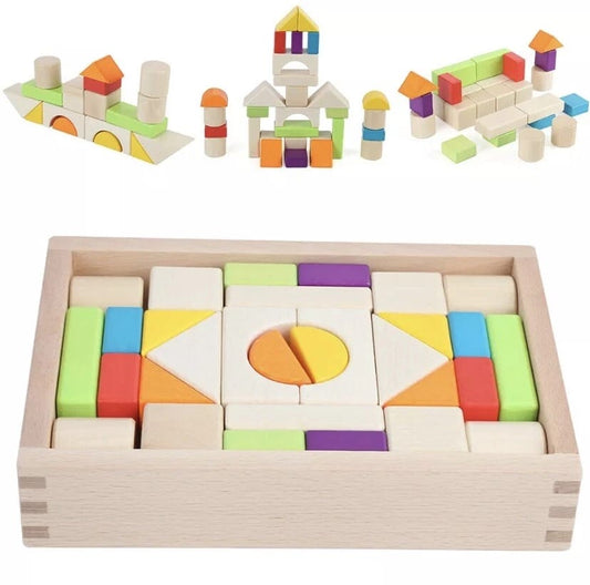 30 Pcs Wooden Color Blocks Set