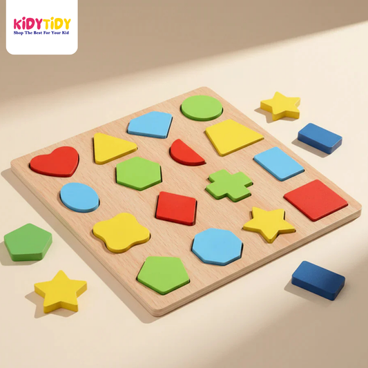 Wooden Montessori Shape Sorting Puzzle Board for Kids