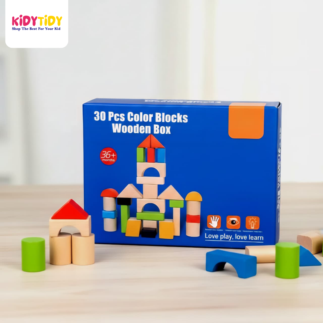 30 Pcs Wooden Color Blocks Set