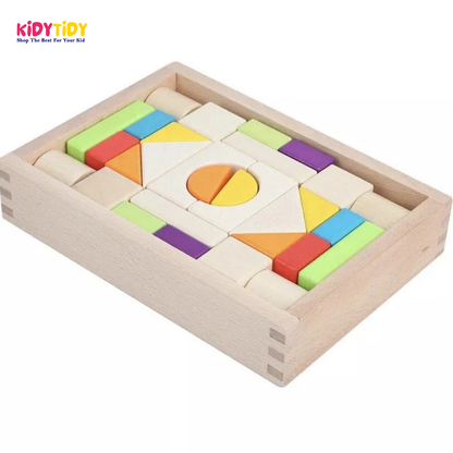 30 Pcs Wooden Color Blocks Set