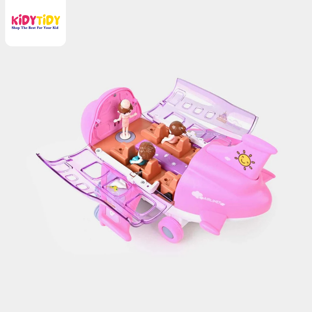 Pink Toy Airplane with Passengers – Kids Playset