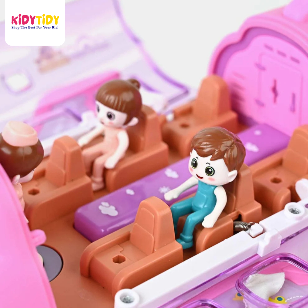 Pink Toy Airplane with Passengers – Kids Playset