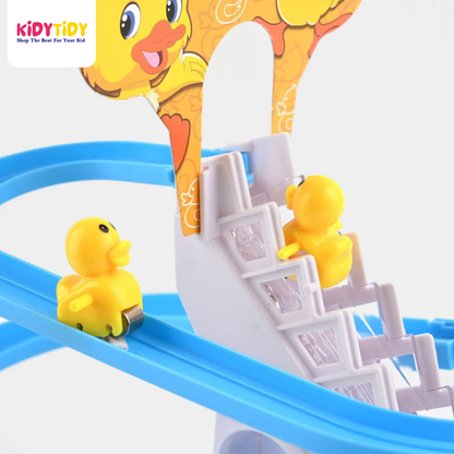 Small Duck Climbing Stairs Track Toy – Musical Duck Slide with Lights