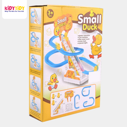 Small Duck Climbing Stairs Track Toy – Musical Duck Slide with Lights