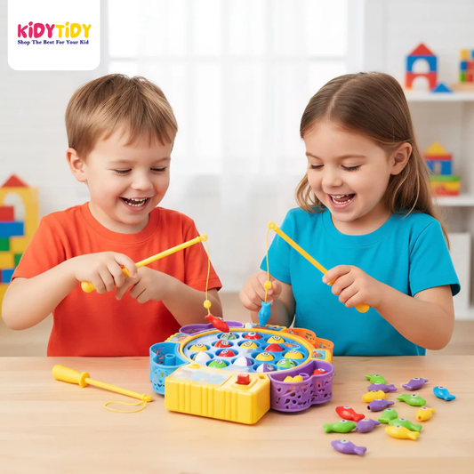 Electric Fishing Game Toy Set – Rotating Fish Pond with 4 Rods & Colorful Fish