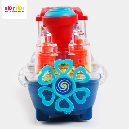 Transparent Gear Land Ship – Rotating Fish Lamp & Lights