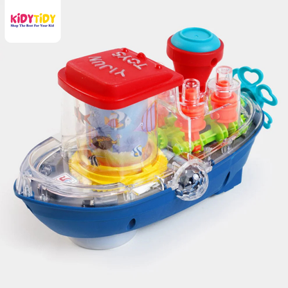 Transparent Gear Land Ship – Rotating Fish Lamp & Lights