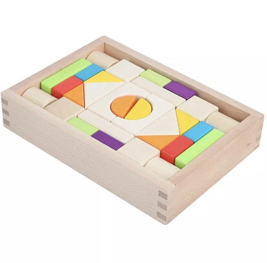 30 Pcs Wooden Color Blocks Set