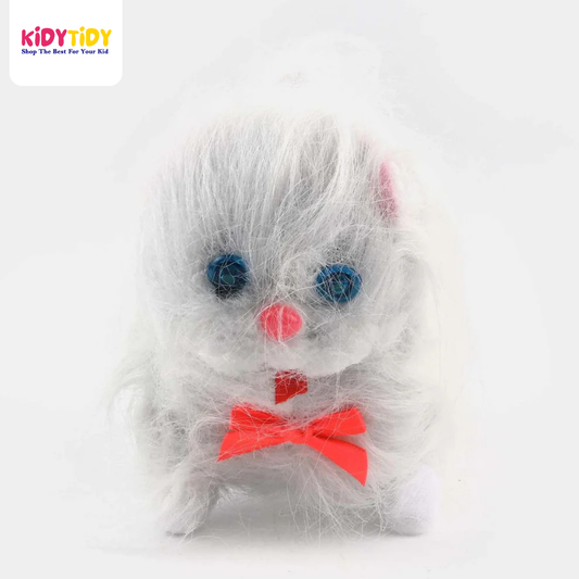 Fluffy White Plush Toy with Bow Tie