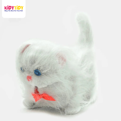 Fluffy White Plush Toy with Bow Tie