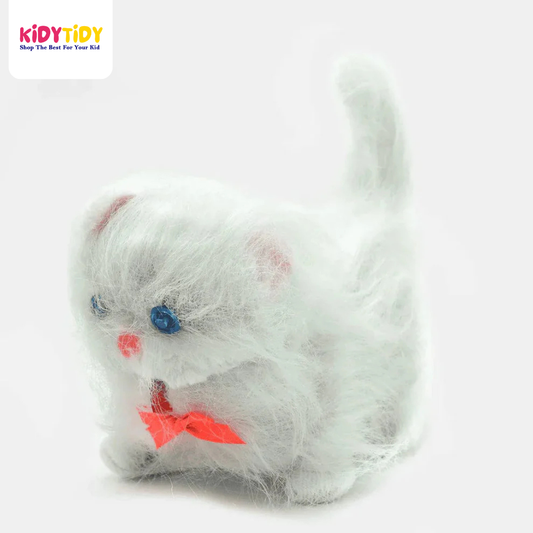 Fluffy White Plush Toy with Bow Tie
