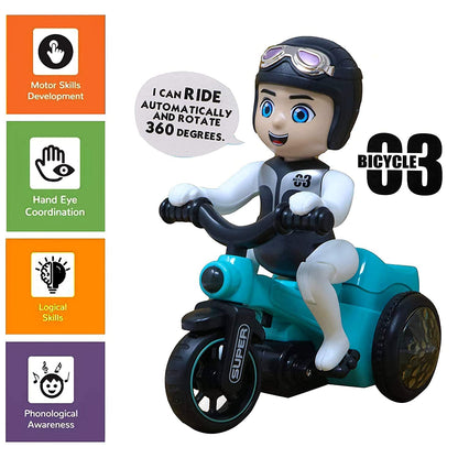 03 Bicycle Rider Toy – Music, Lights & 360° Action Fun