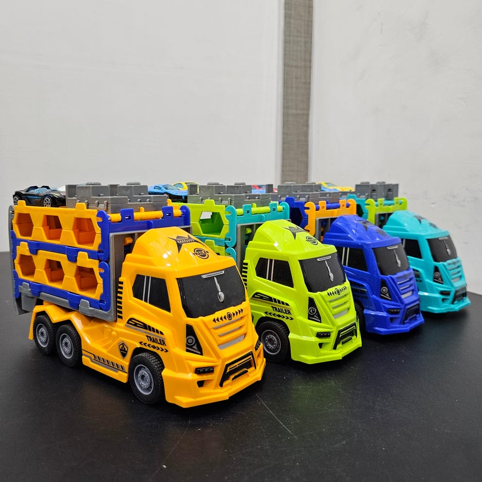 Mini Car Carrier Trailer Truck Toy with Cars – Kids Vehicle Playset