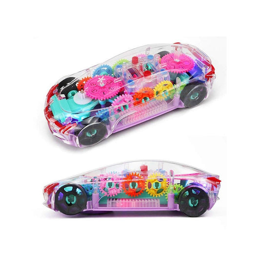 Transparent Gear Toy Car with Lights & Music
