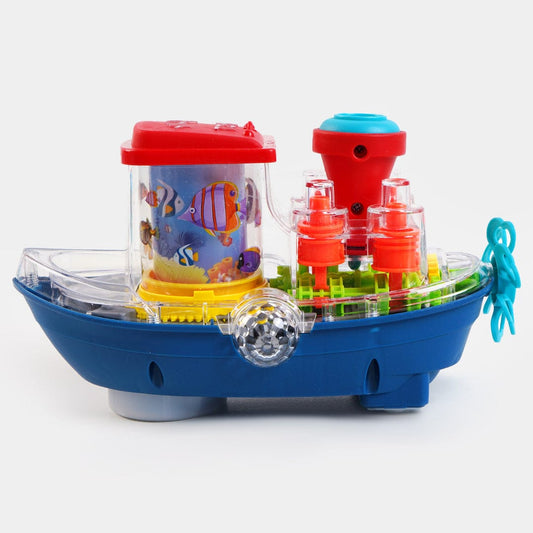 Transparent Gear Land Ship – Rotating Fish Lamp & Lights