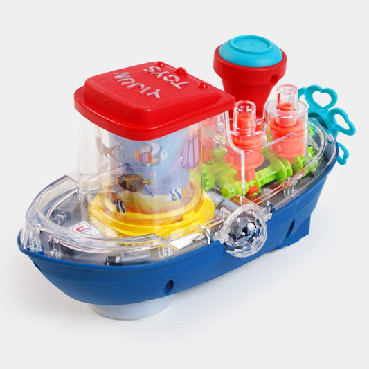 Transparent Gear Land Ship – Rotating Fish Lamp & Lights