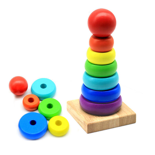 Wooden Rainbow Stacking Rings Toy
