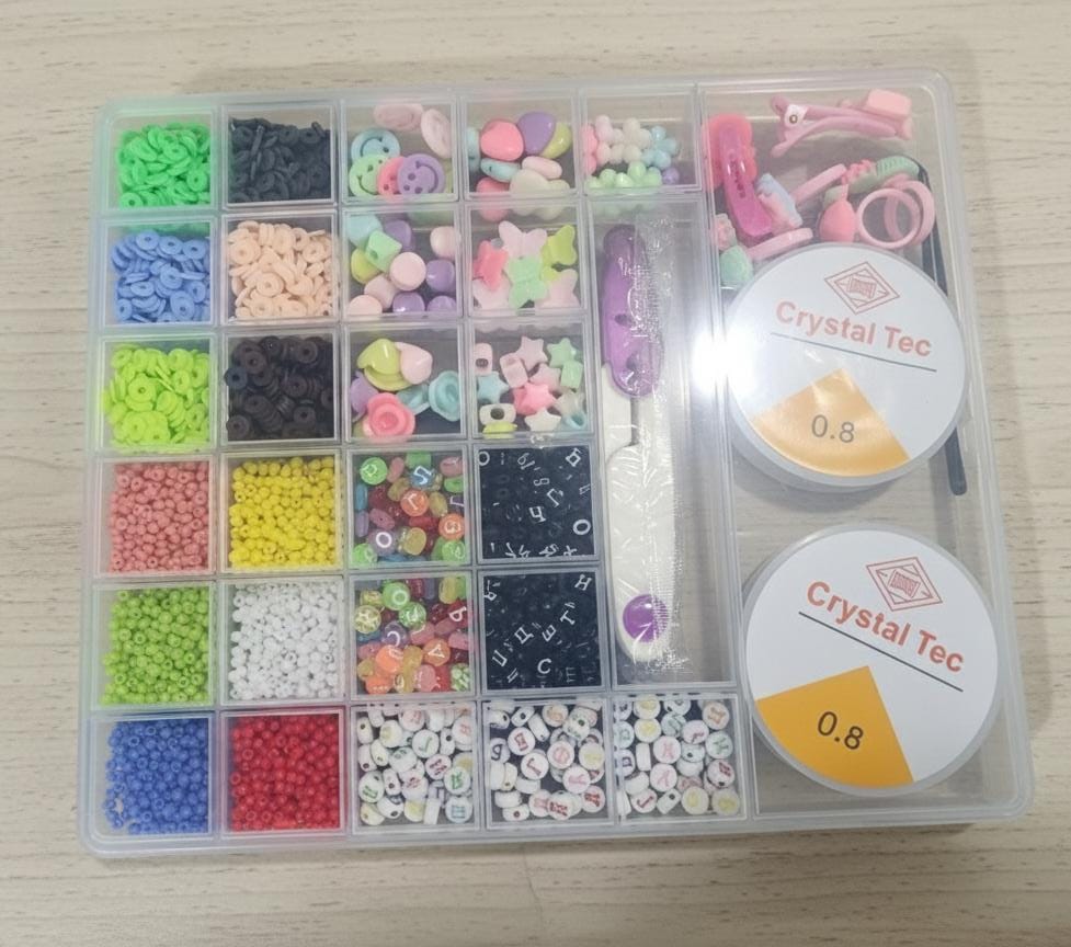 DIY Bead Bracelet Making Kit – 24-Compartment Organizer Set