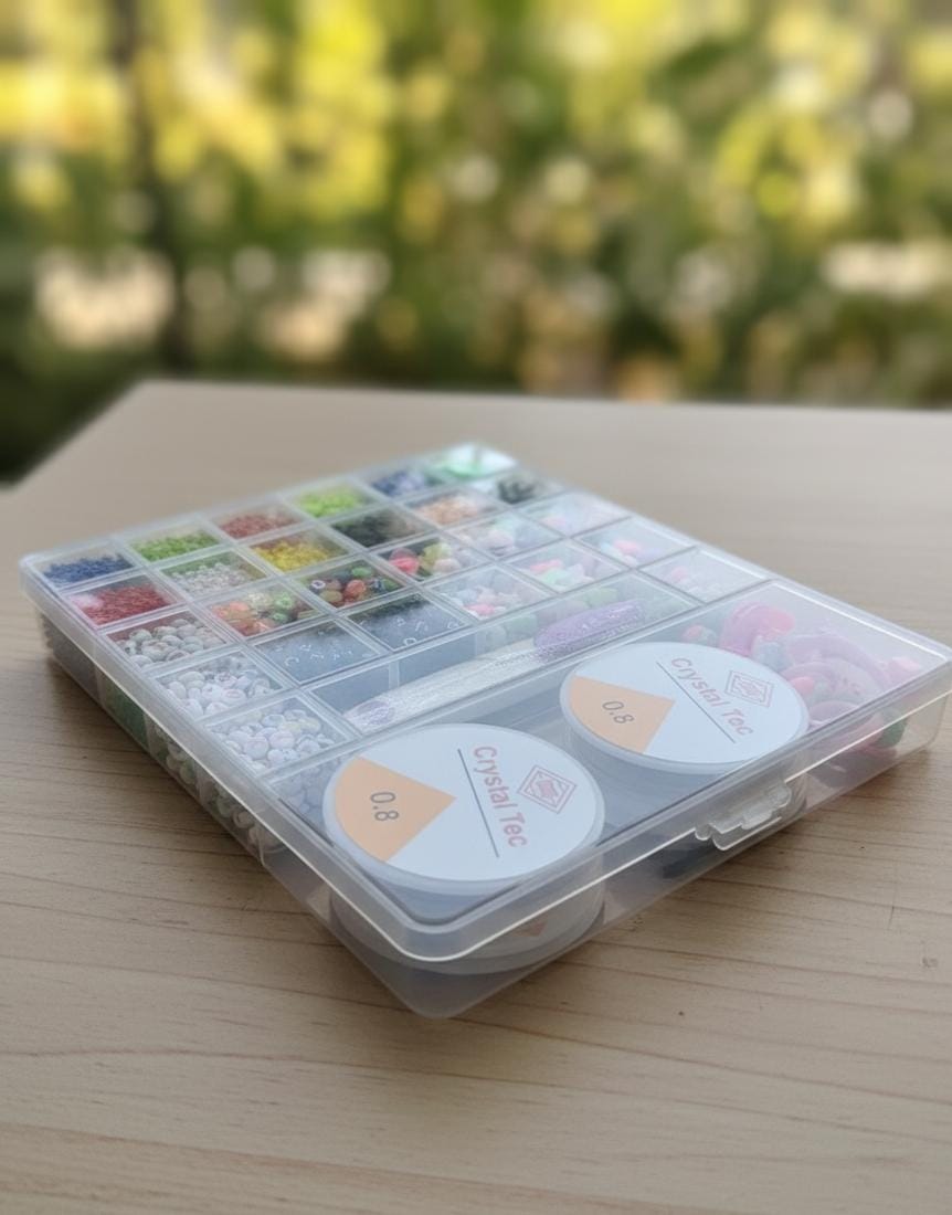 DIY Bead Bracelet Making Kit – 24-Compartment Organizer Set