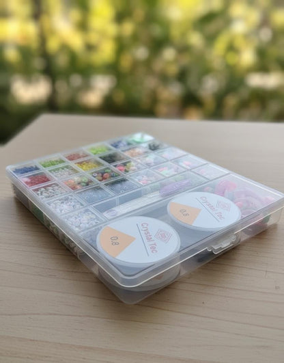 DIY Bead Bracelet Making Kit – 24-Compartment Organizer Set