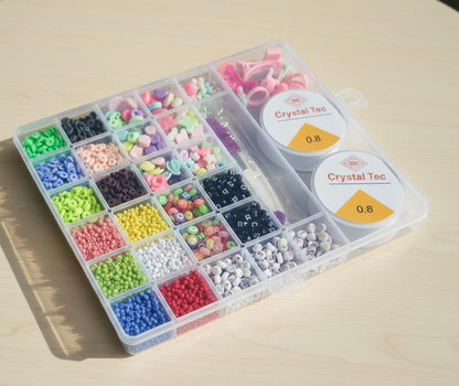 DIY Bead Bracelet Making Kit – 24-Compartment Organizer Set