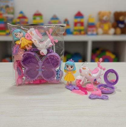 Doll Beauty & Scooter Play Set – Butterfly Vanity Kit for Girls
