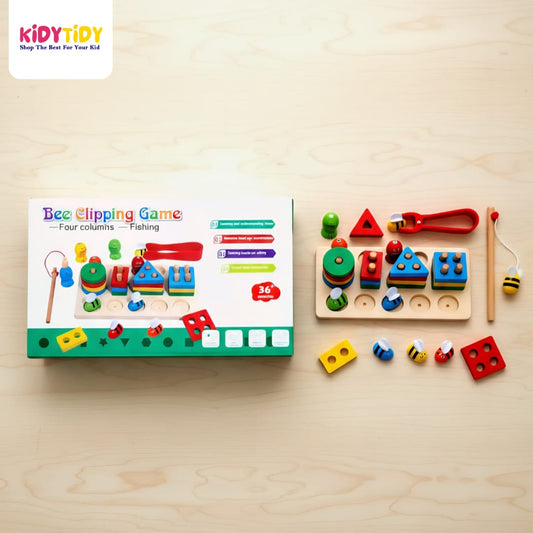 Bee Clipping Game – 4 Columns & Fishing Toy